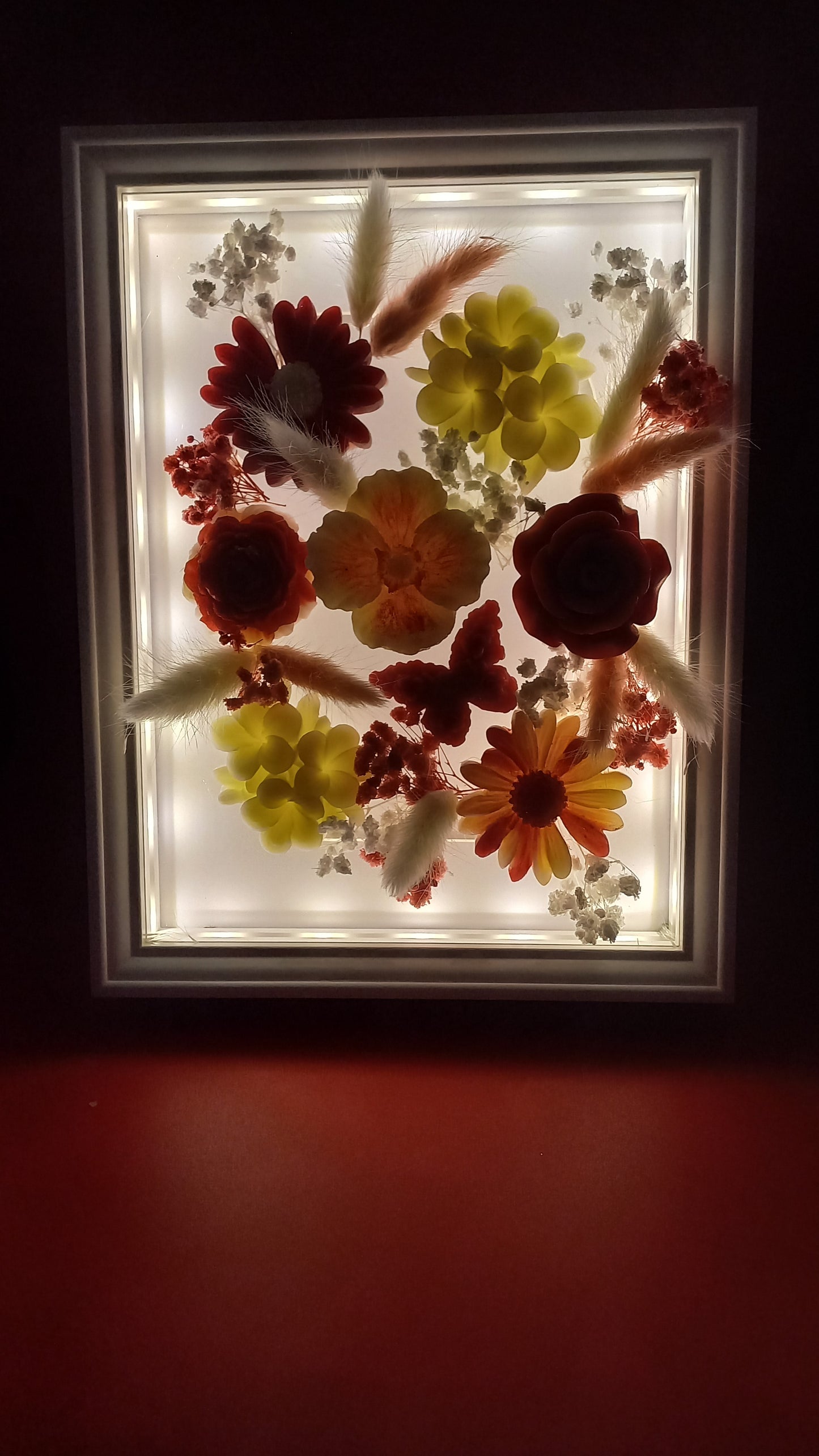 Cadre fleuri lumineux N°2 Chalet en Laponie