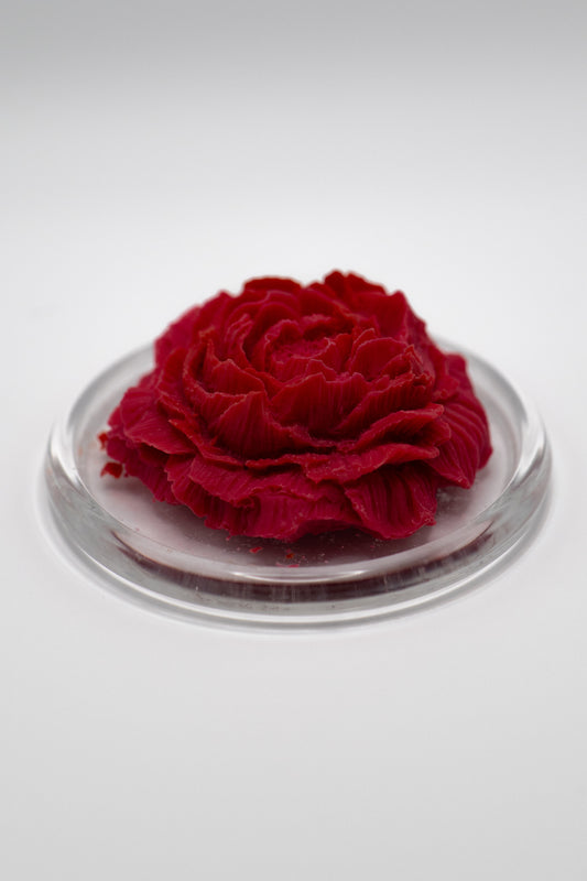 Fondant pivoine et sa cloche en verre