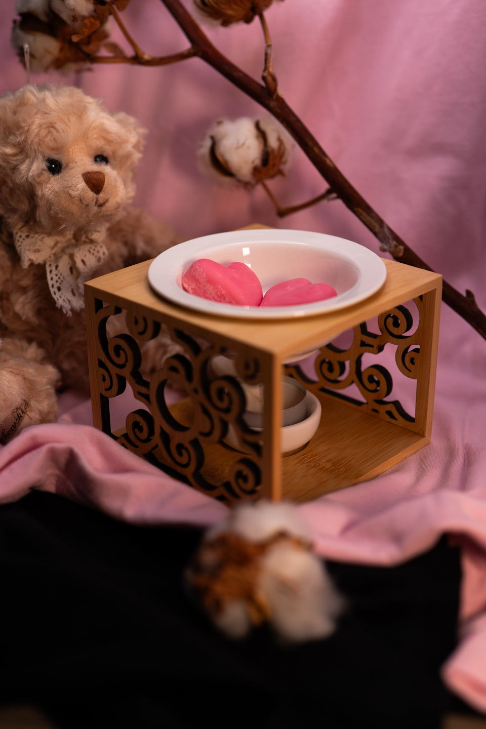 Brûleur cube en bois