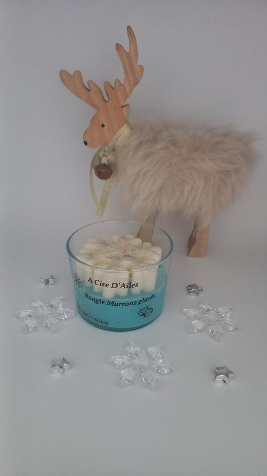 Bougie flocon de neige, marrons glacés