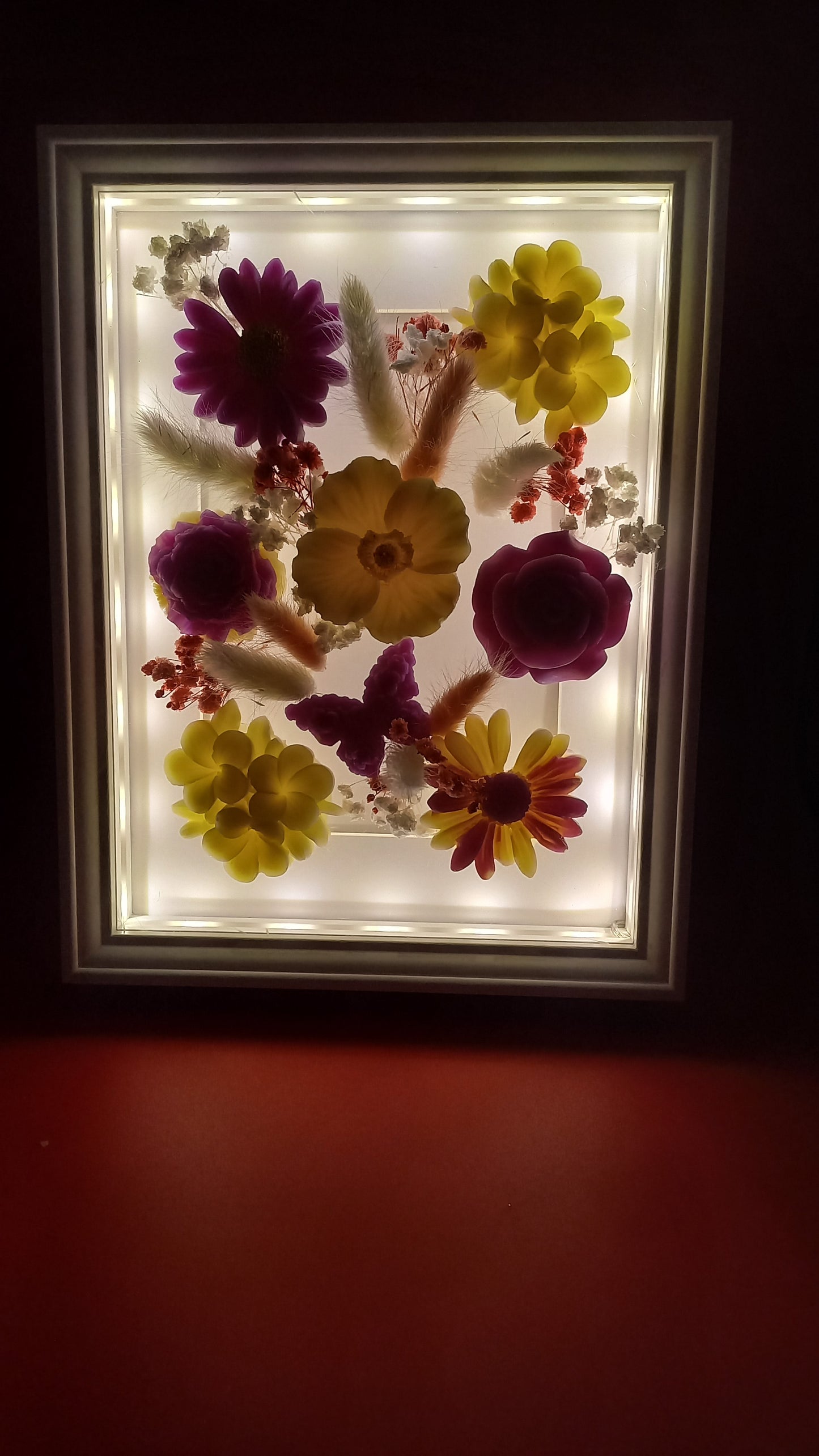 Cadre fleuri lumineux N°3 Rose éternelle