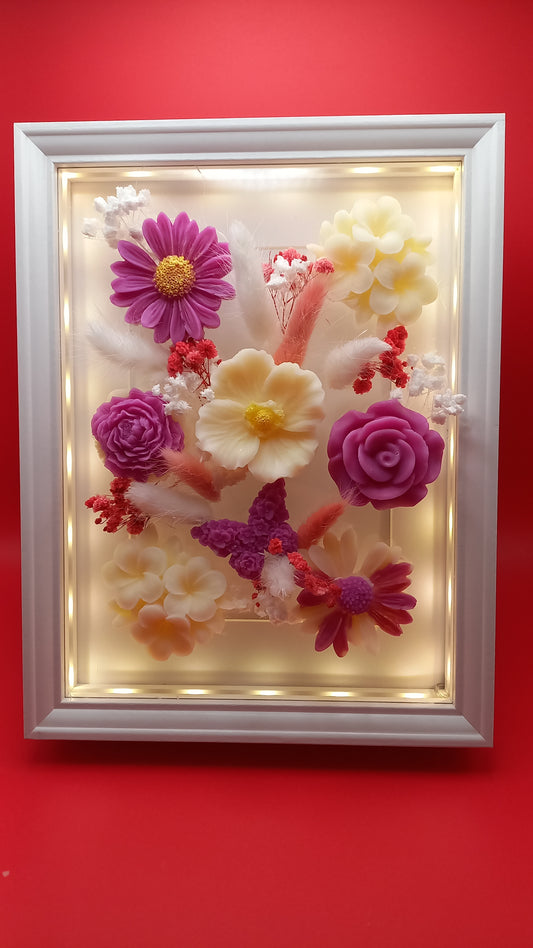 Cadre fleuri lumineux N°3 Rose éternelle