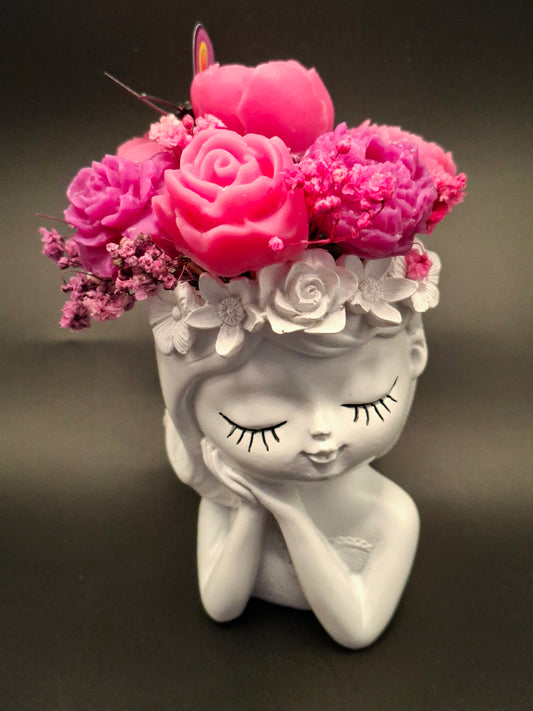 Princesse aux fleurs macaron framboise et violette