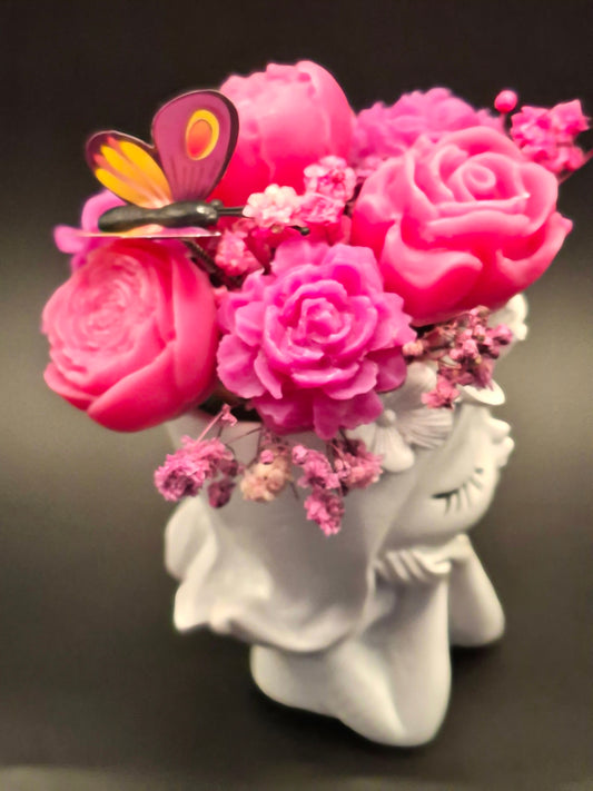 Princesse aux fleurs macaron framboise et violette