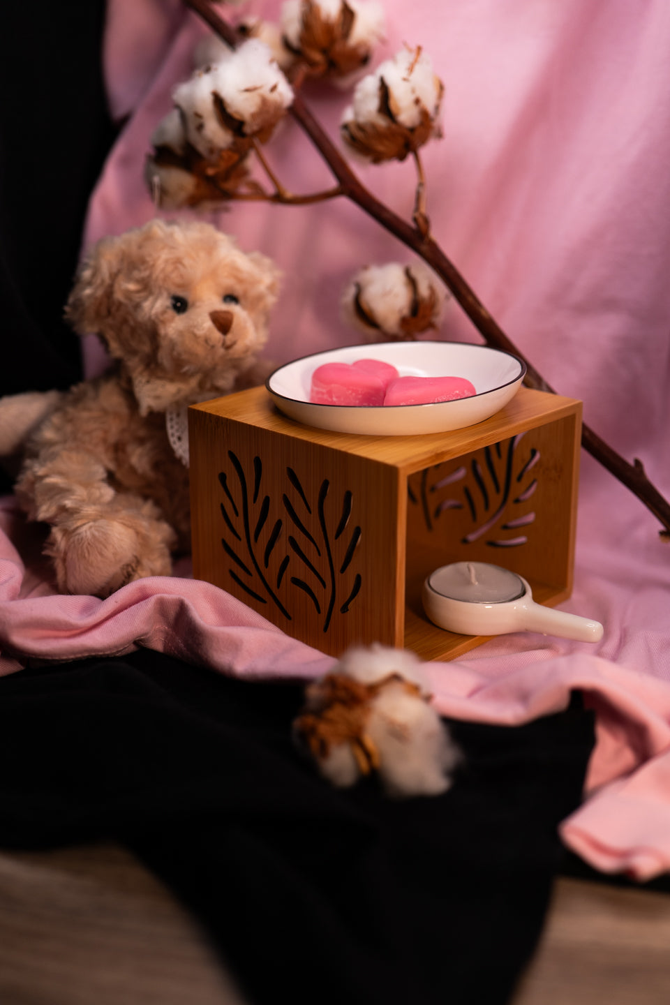 Brûleur cube en bois